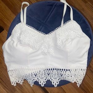 White lace crop top